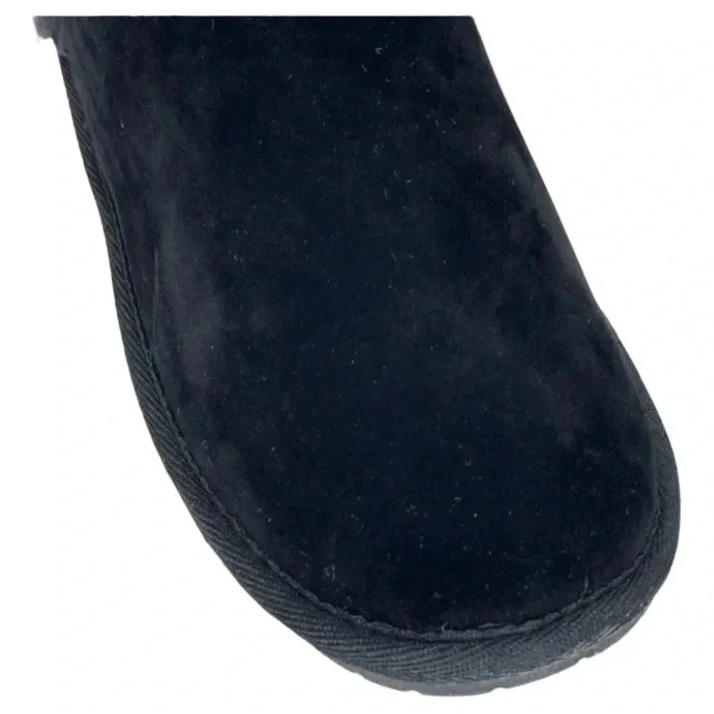 Sugar Polly Black Velvet Faux Fur Trim Womens Ankle Boots Size 6M